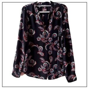 Ivanka Trump Tunic S Cottage Core Paisley Hook Loop Long Sleeve Lightweight Boho